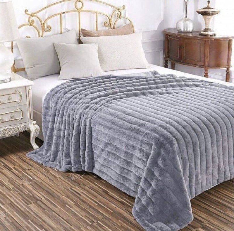 серый плед 200x220