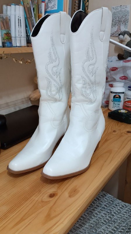 Белые сапоги-казаки размер 41-42 3