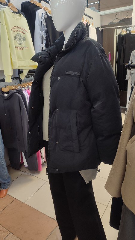 Теплая куртка черная оверсайз XS 2