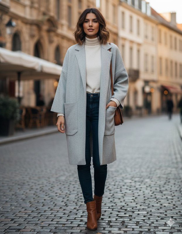 Пальто-кардиган оверсайз светло-серый меланж M/L