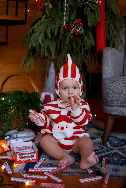 Новогодний боди с чепчиком размер 80 на флисе 4