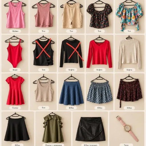 Women’s clothing and watch