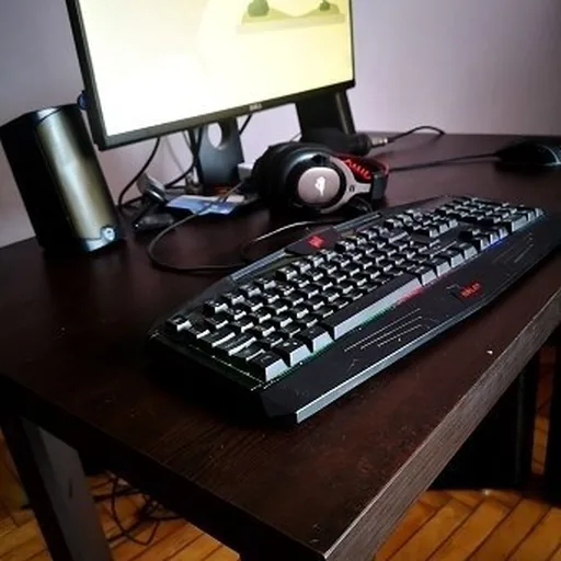 Компьютерный стол, компьютерное кресло, RGB-клавиатура