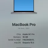 MacBook Pro 14 M1 Pro 16GB 1TB SSD 3