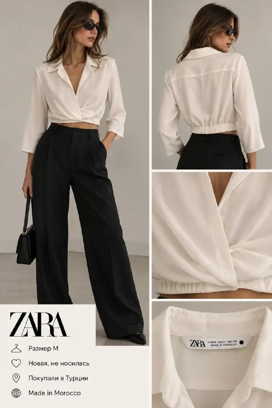 Белая рубашка ZARA с запахом