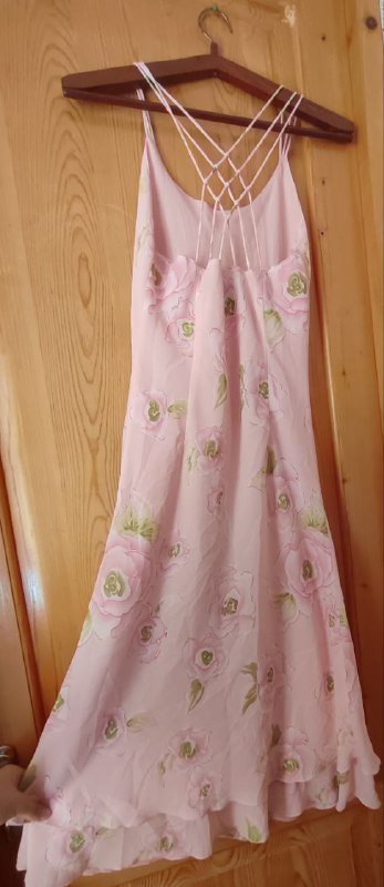 Розовое платье в цветочек, размер S-M 4