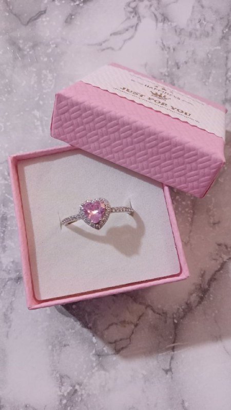 Серебряное кольцо под Pandora с розовым камнем 3