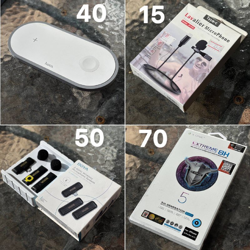 Беспроводная зарядка Hoco, микрофон Lavallier, микрофон Boya, защитное стекло X One