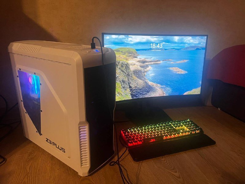 Компьютер, монитор ASUS TUF Gaming VG27WQ, механическая клавиатура MSI VIGOR GK71 SONIC