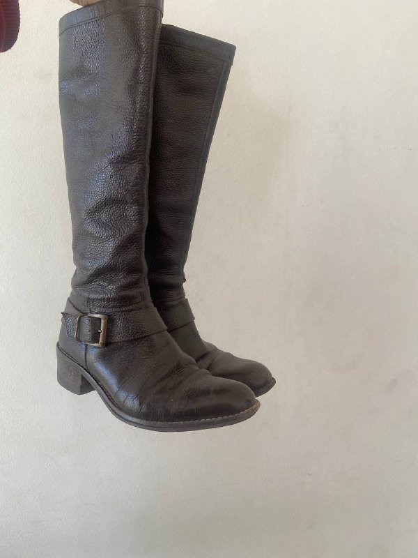 кожаные сапоги темно коричневого цвета 1