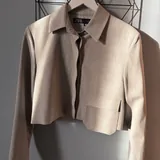 Укороченный женский пиджак Zara светло-серый 1