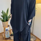 Black maxi kimono-style robe in Japanese style 1
