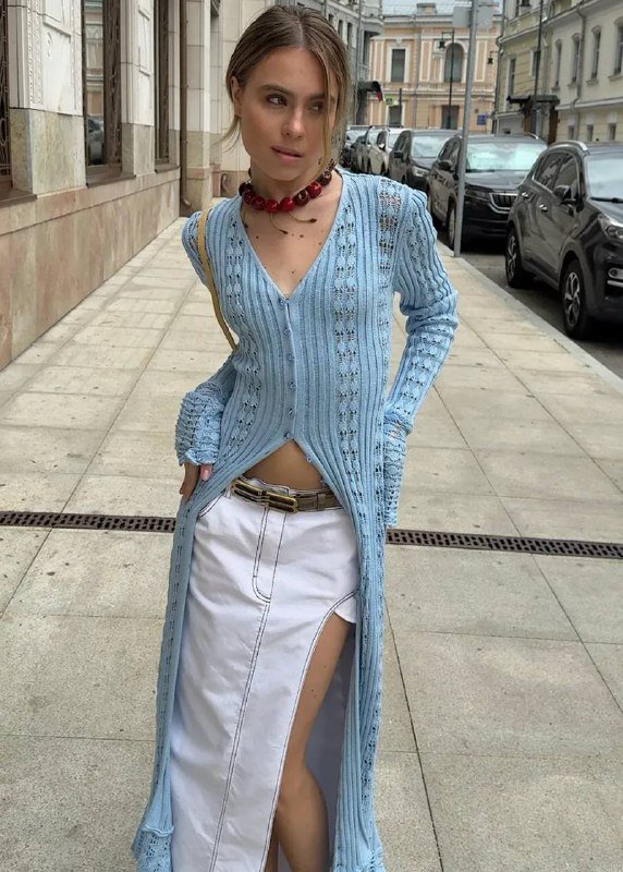 кардиган длинный вязаный 5