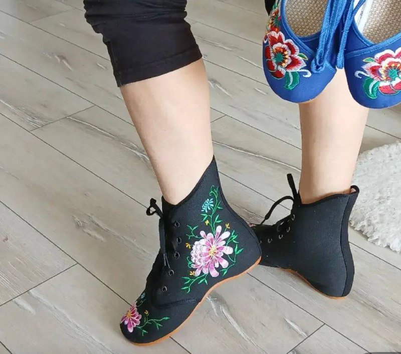 Винтажные вышитые тканевые ботинки размер 38 3