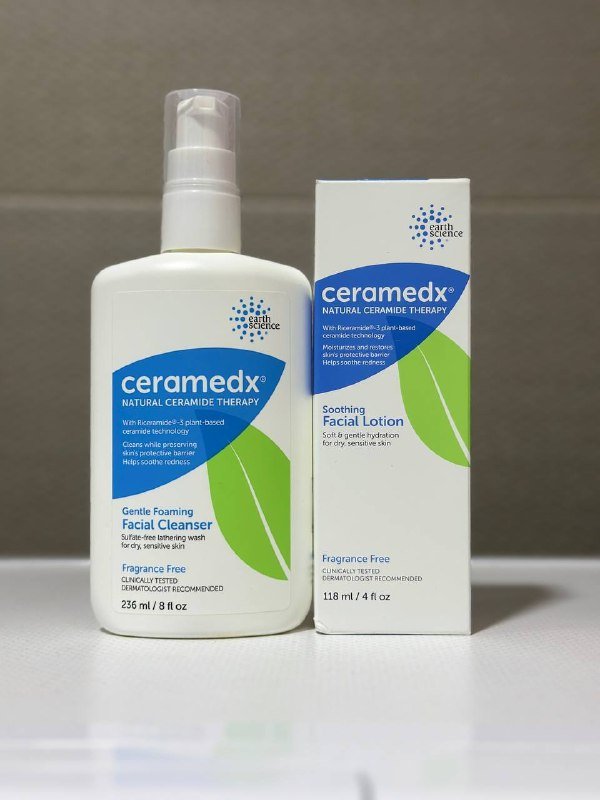 Пенка для умывания и успокаивающий лосьон с керамидами