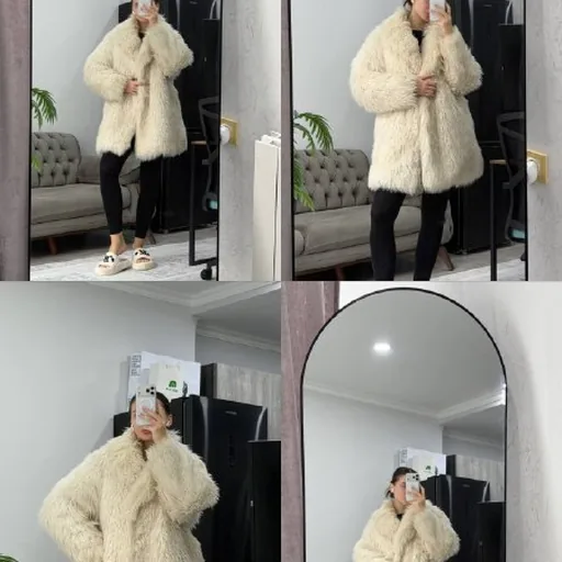 White winter faux fur coat