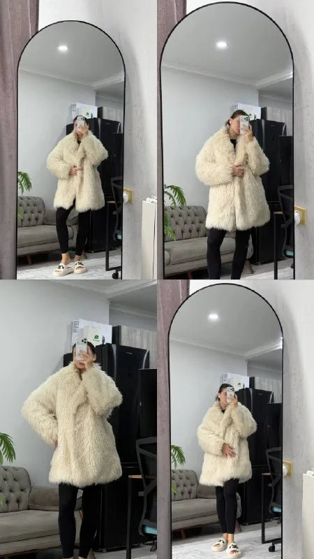 White winter faux fur coat