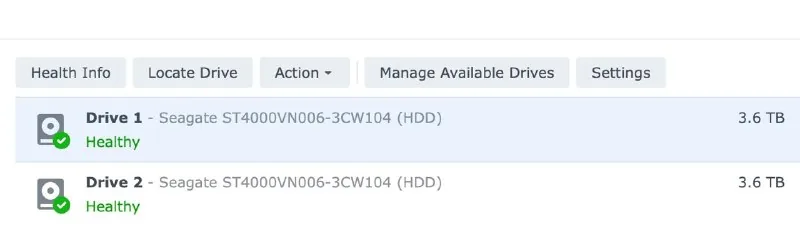 Synology DiskStation DS224+ NAS storage, 2x 4TB Seagate IronWolf HDD 1