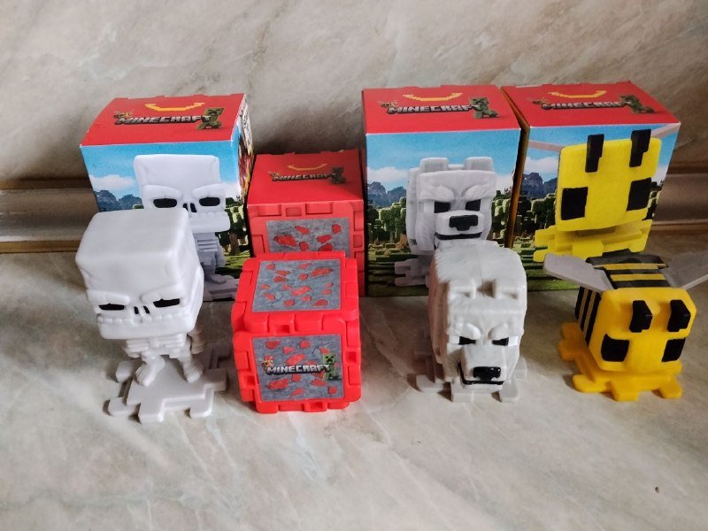 Фигурки Майнкрафт Скелет Кубик Волк Пчела