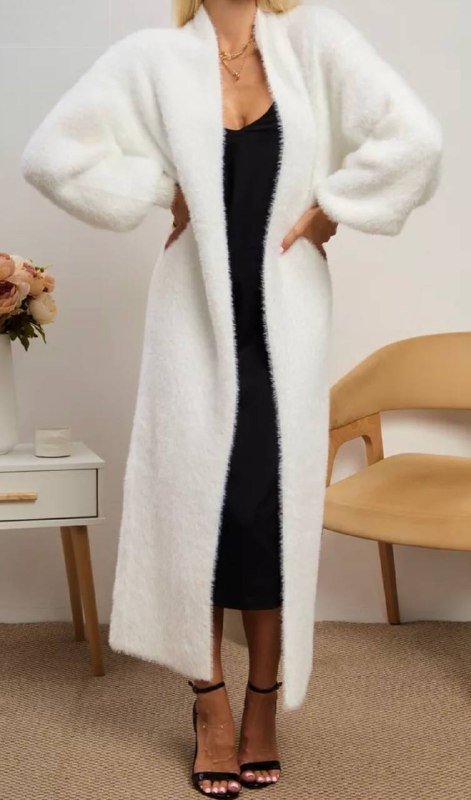 Кардиган длинный пушистый белый новый 120 см 2