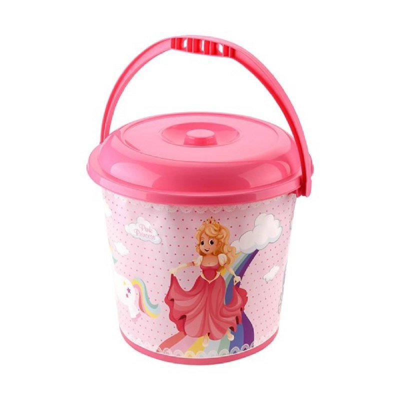 Ведро с крышкой с принтом принцесс, 14 литров
