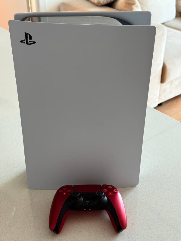 PS5 Digital with Red Dualsense Controller
