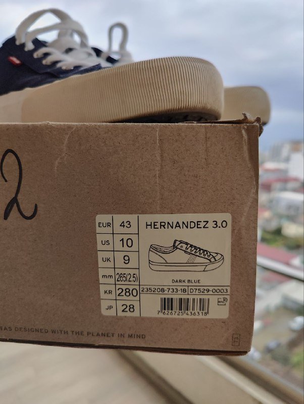 Кеды LEVI'S HERNANDEZ 3.0 темно-синие, размер 43 3