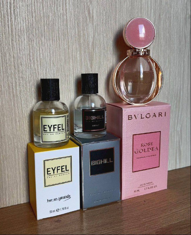 Духи EYFEL, BIGHILL, BVLGARI Rose Goldea 50мл