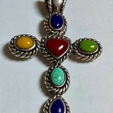 Винтажный крест из серебра с камнями 1