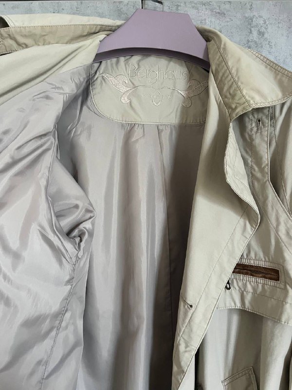 Винтажный плащ тренч макси р.44 из влагостойкой ткани 3