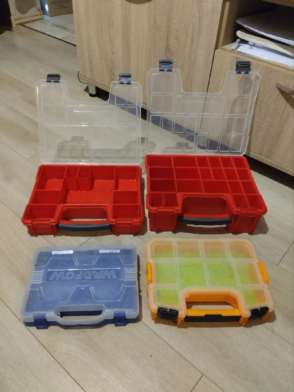 Органайзеры, рюкзак, паяльник, присоски, смеситель, набор отверток, розетки, шаровые краны, труба, ножовка, очки, трос 2