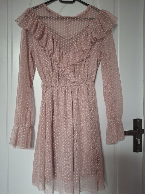 Нарядное платье пудрового цвета размер 46 3
