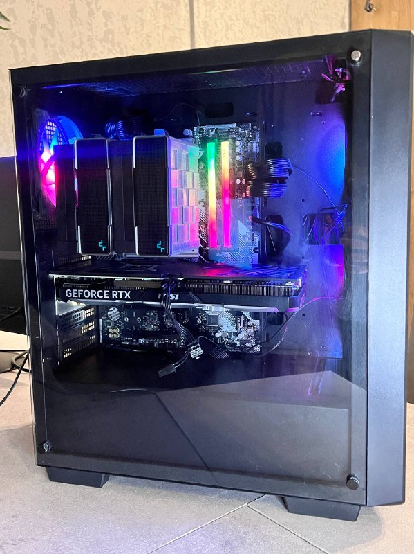 Игровой ПК с RTX 4070, монитор 32 дюйма, корпус с вентиляторами