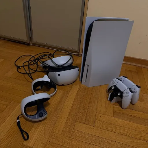 Sony PlayStation 5 with disc drive and PlayStation VR2