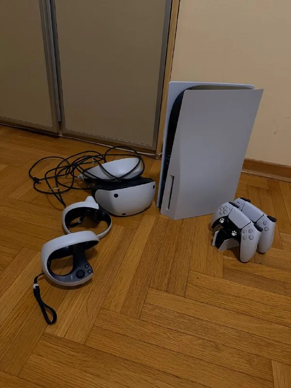 Sony PlayStation 5 with disc drive and PlayStation VR2