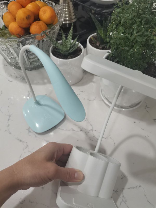 Настольные лампы USB белая и голубая 2