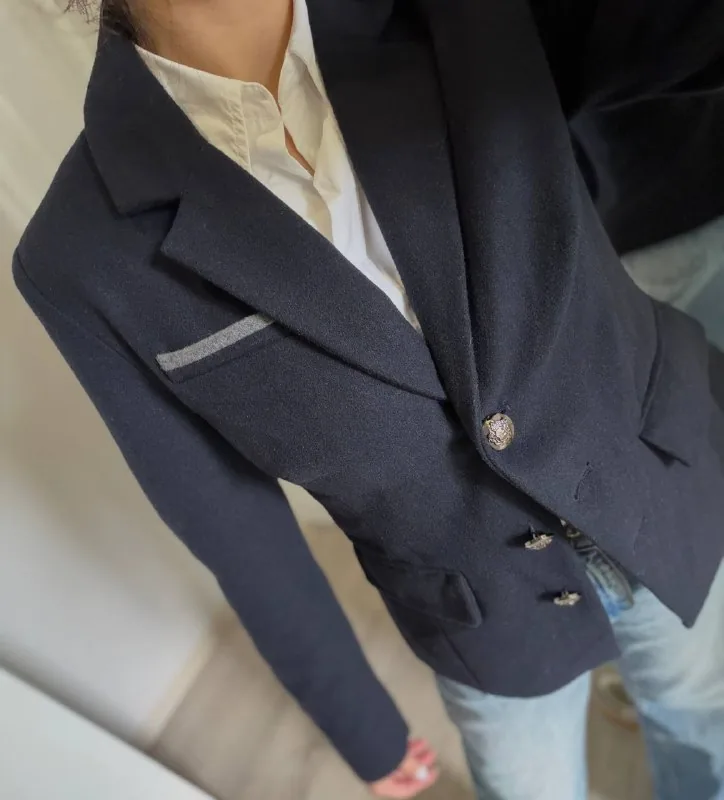 Women’s dark blue wool blazer Alba Moda 1