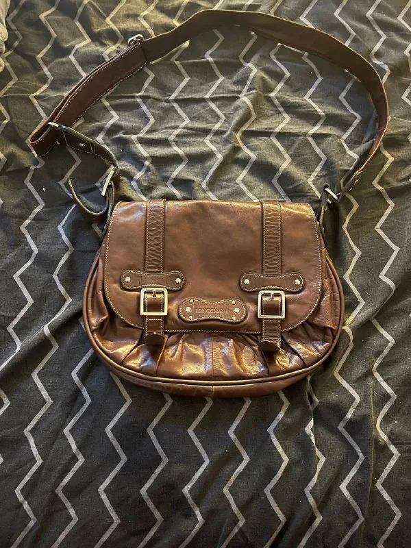 Коричневая винтажная кожаная сумка Longchamp Idole 1