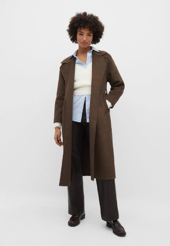 Пальто Stradivarius коричневое новое S