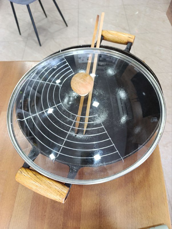 Чугунный Вок Gipfel с решеткой и крышкой