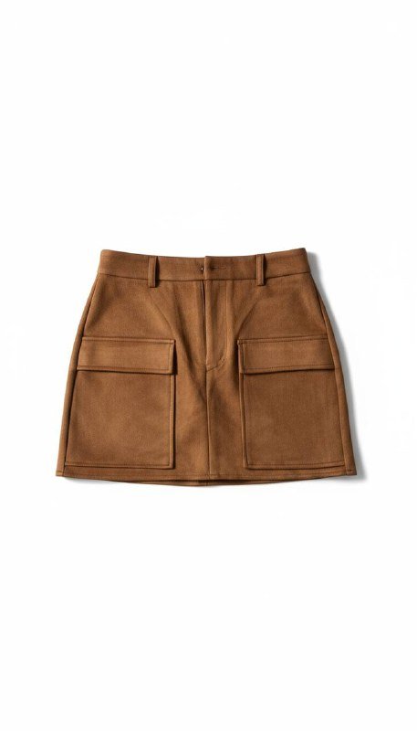 Коричневая замшевая юбка мини S 2