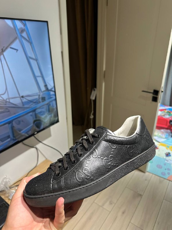 Gucci ace black gg men's shoes size 45