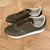 Женские кроссовки Zara, кожаные, хаки 6