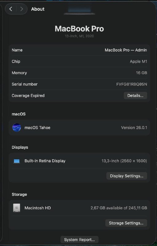 MacBook Pro 13-inch M1 2020 16GB 256GB 3