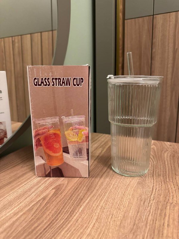 Стакан с трубочкой 500мл, миски, стаканы, стеклянные трубочки, коврики под тарелки