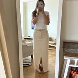 Бежевая джинсовая юбка H&M 6