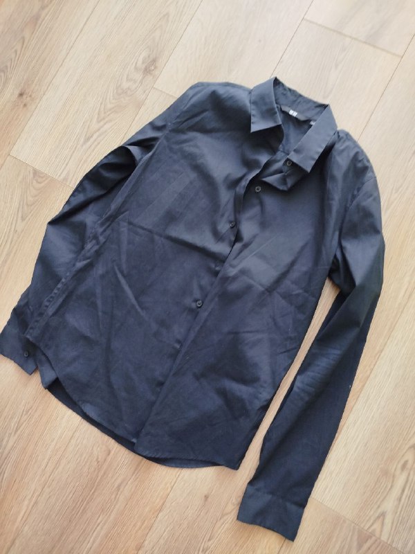 Черная рубашка Uniqlo S, новая укороченная рубашка XL оверсайз 4