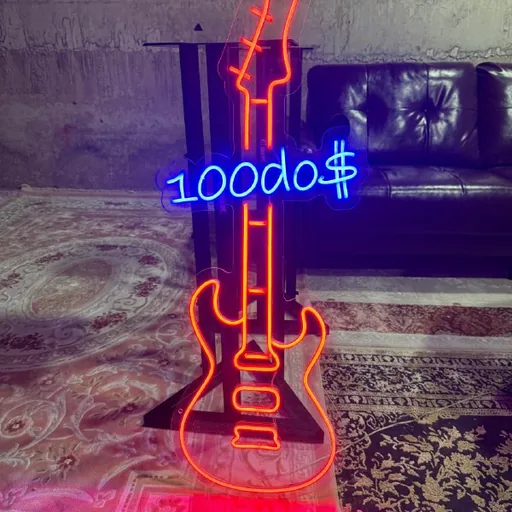 Неоновая LED-вывеска Гитара