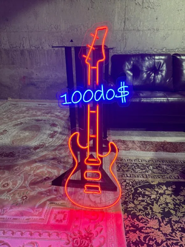 Неоновая LED-вывеска Гитара