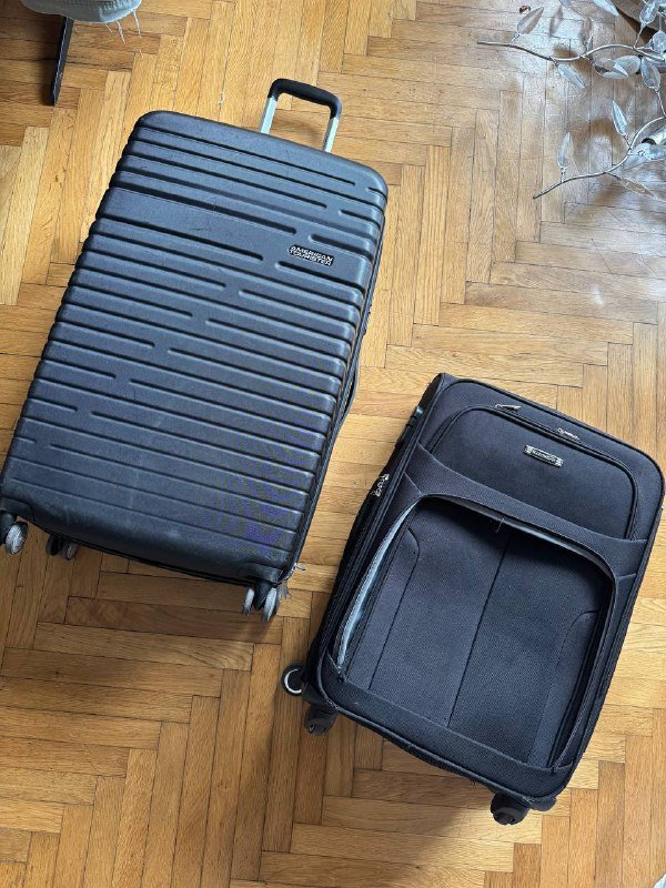 Американский Турист XL и тканевый чемоданы черные